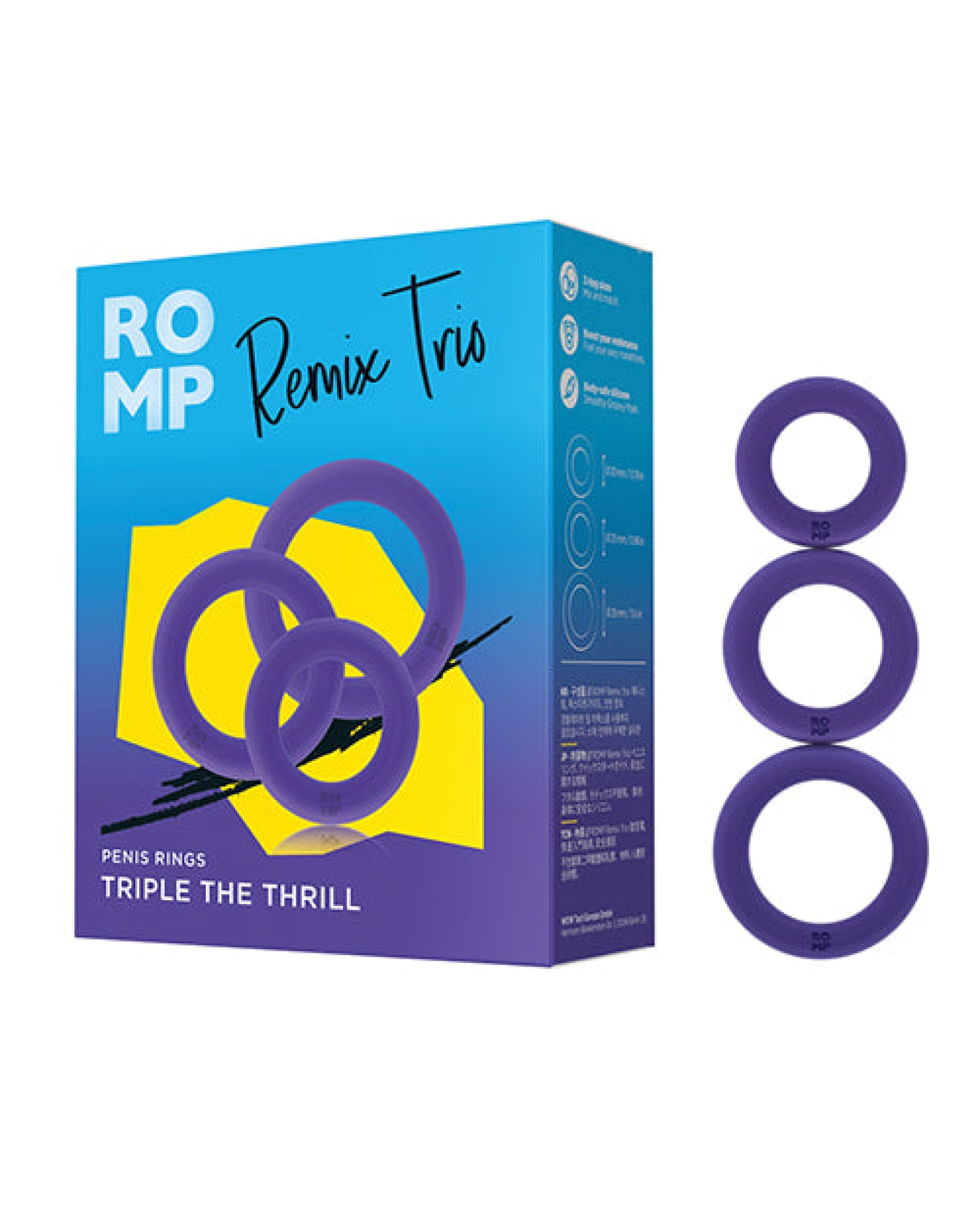 Romp Remix Trio Penis Ring Set of 3 - Purple Romp