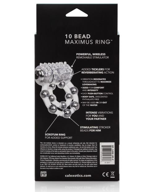 Maximus Enhancement Ring 10 Stroker Beads - Clear California Exotic Novelties