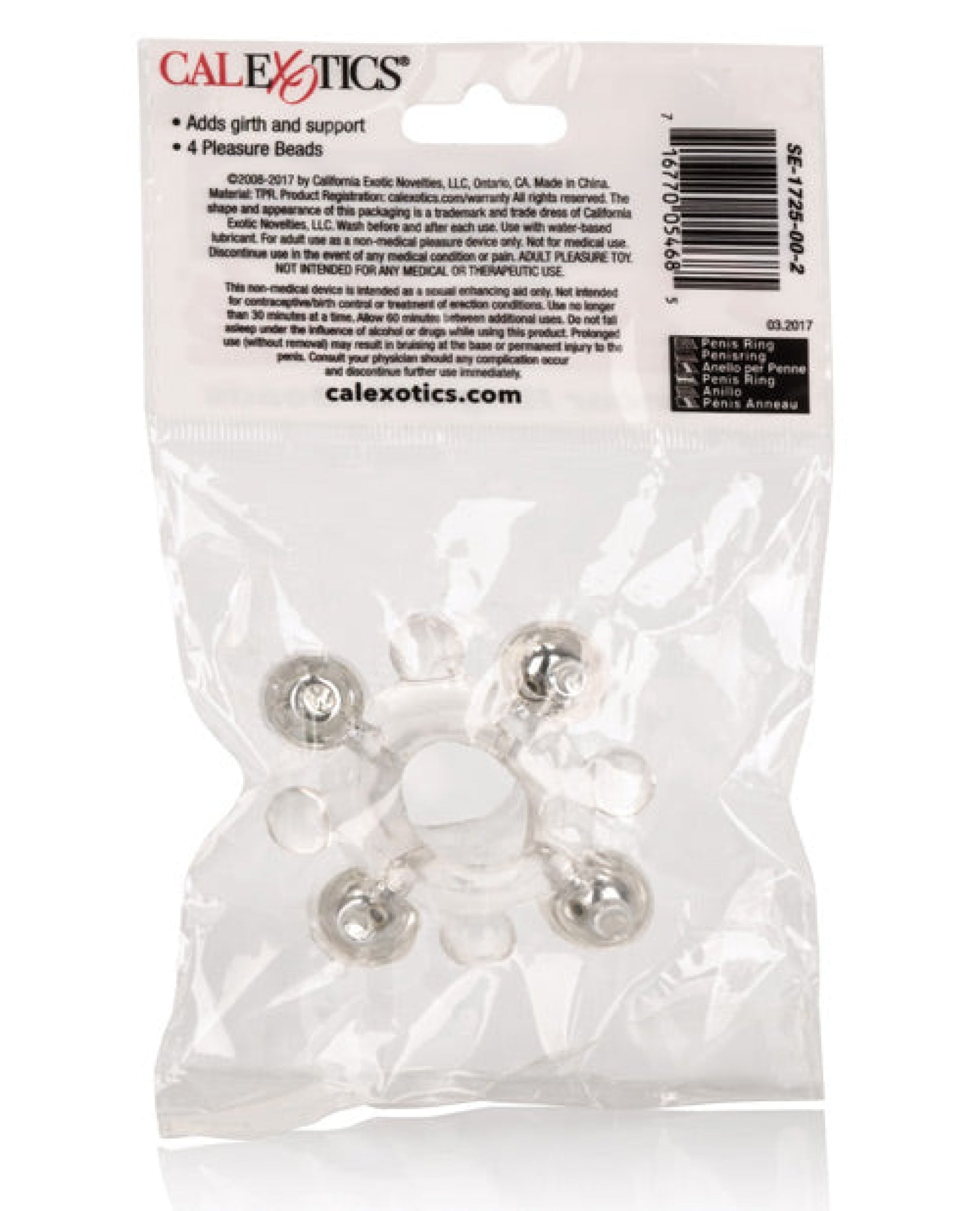 Basic Essentials Enhancer Ring W-beads - Clear California Exotic Novelties