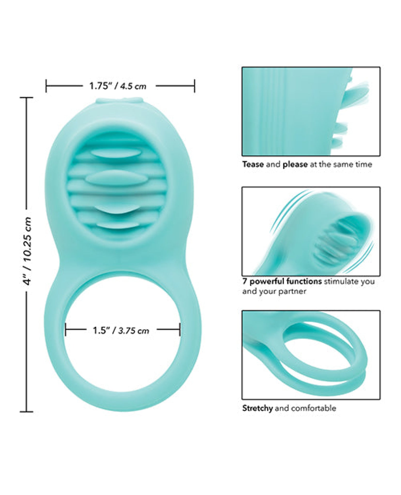 Couple's Enhancers Silicone Rechargeable French Kiss Enhancer - Teal California Exotic Novelties