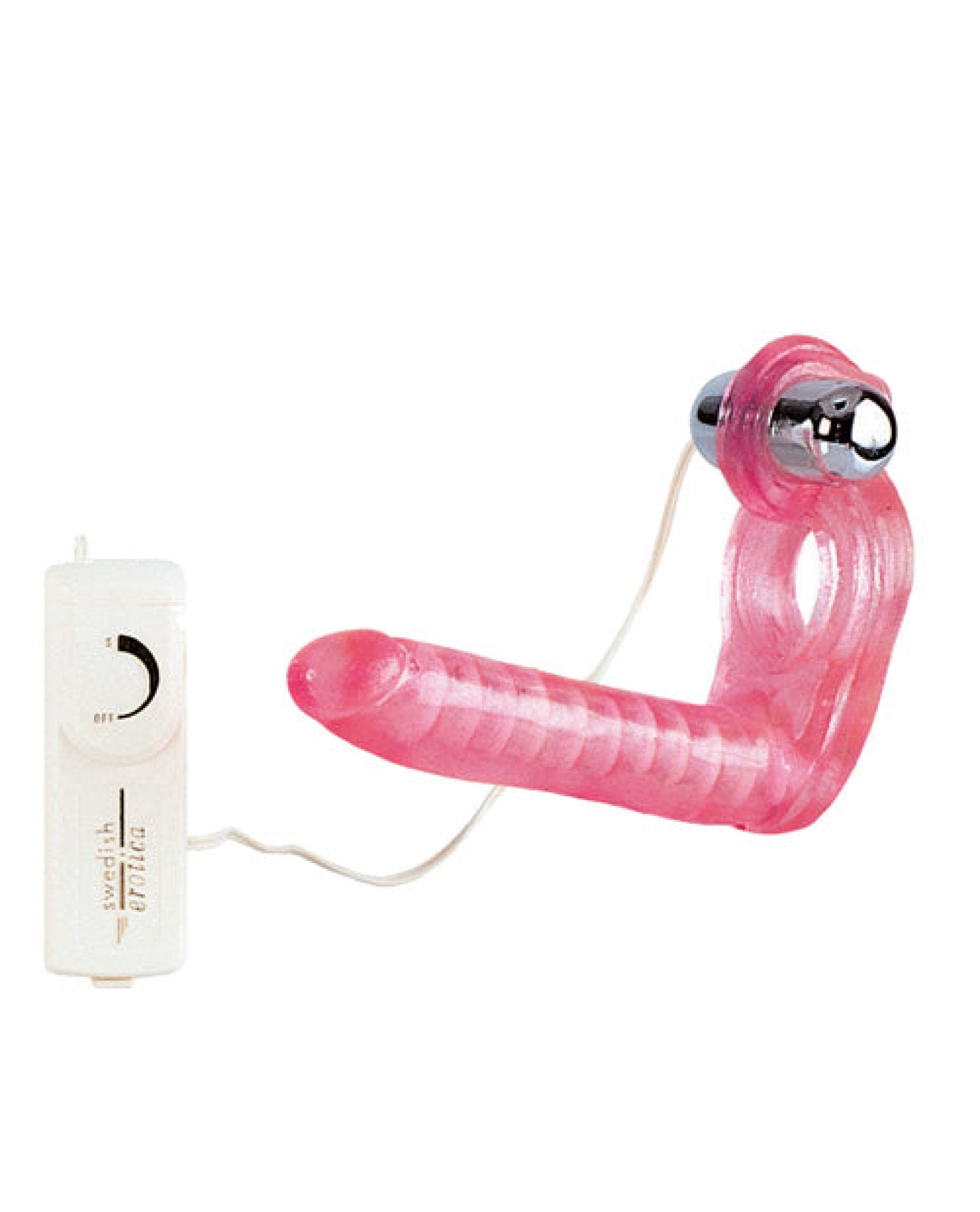 The Ultimate Triple Stimulator Flexible Dong W-cock Ring - Pink California Exotic Novelties