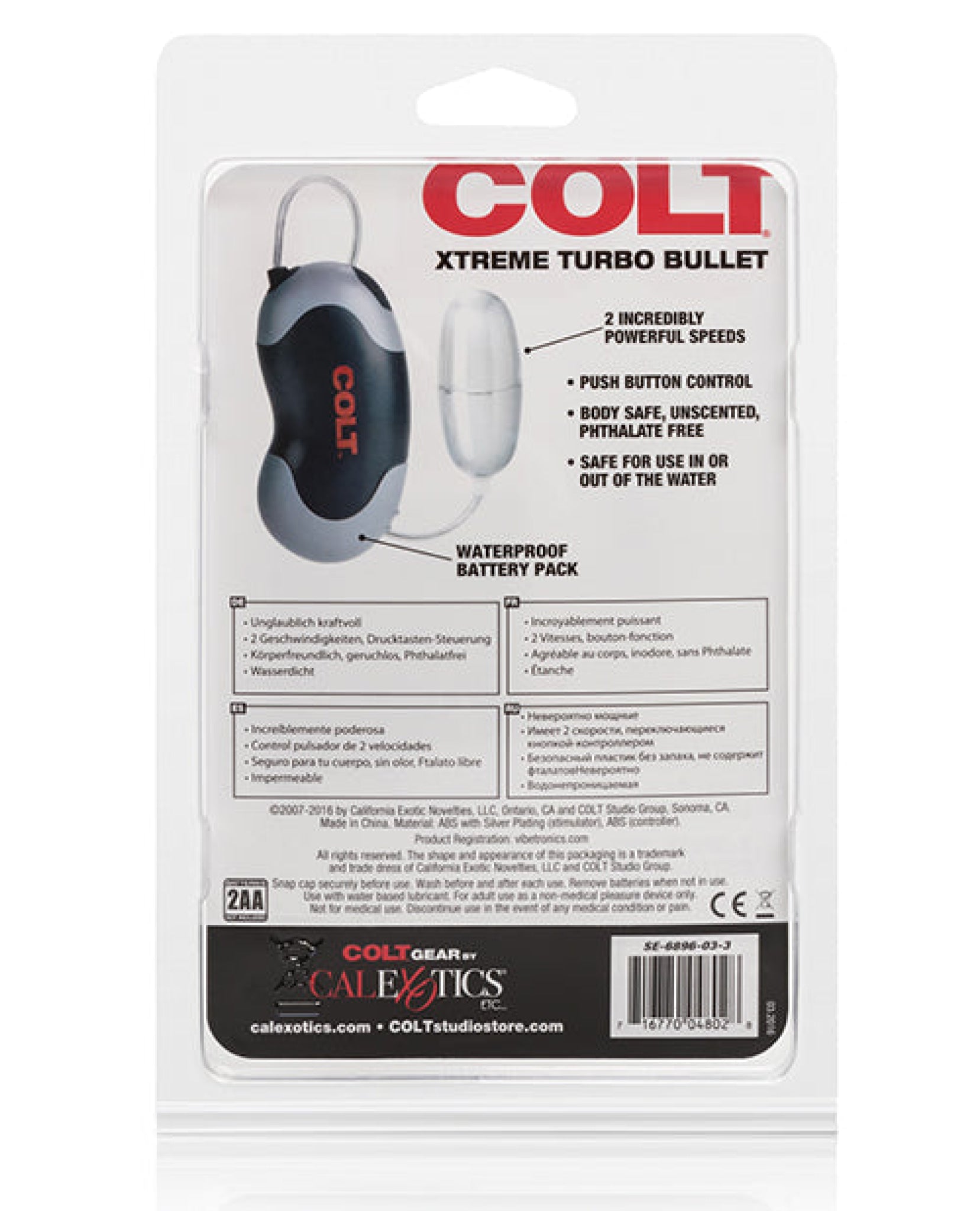 Colt Xtreme Turbo Bullet Power Pack Waterproof - 2 Speed Silver California Exotic Novelties