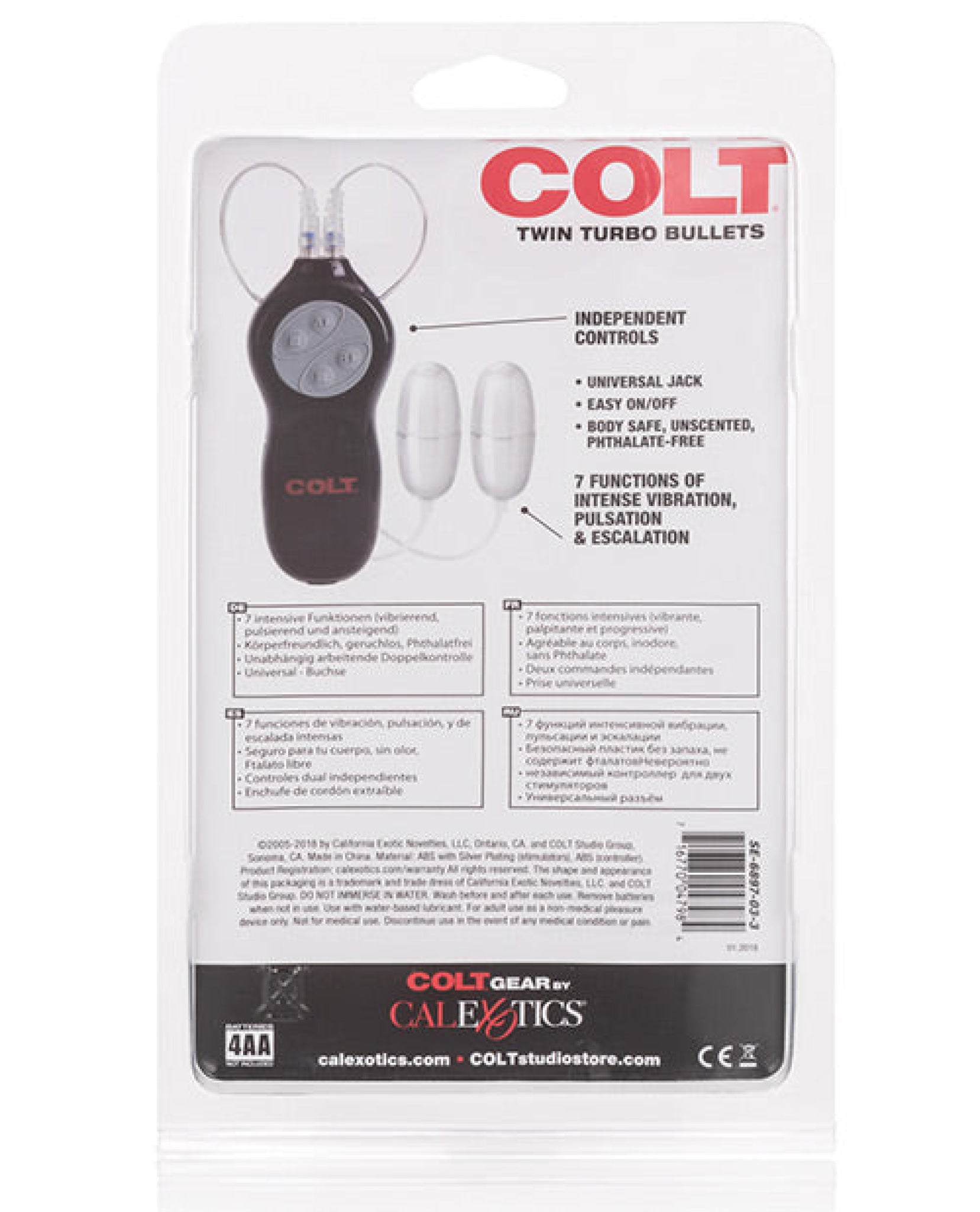 Colt 7-function Twin Turbo Bullets - Silver California Exotic Novelties