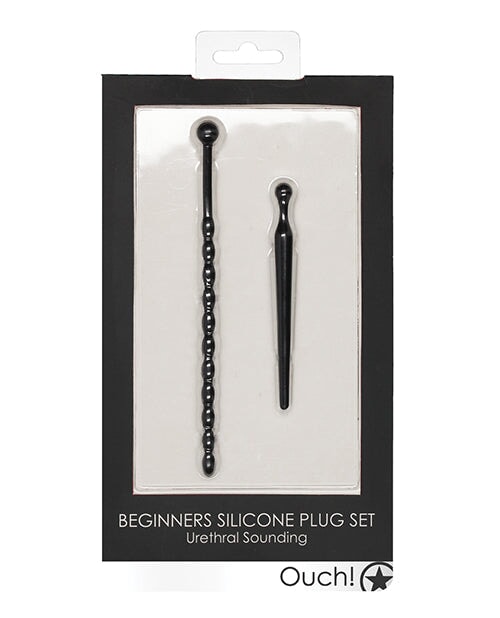 Shots Ouch Urethral Sounding Beginners Silicone Plug Set - Black Shots
