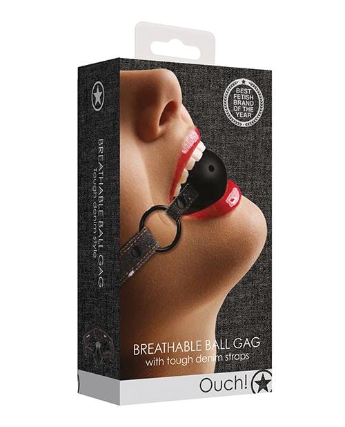 Shots Ouch Breathable Ball Gag W/denim Straps Shots