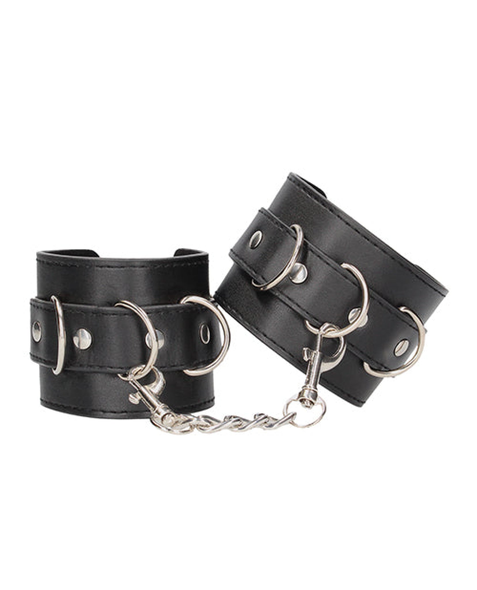 Shots Ouch Black & White Bonded Leather Hand-ankle Cuffs - Black Shots
