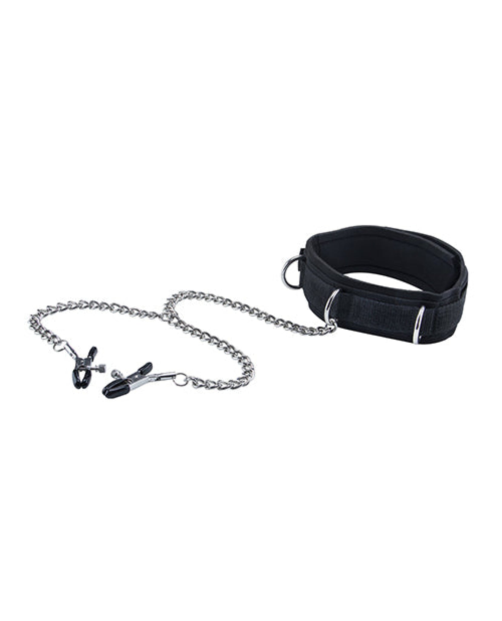 Shots Ouch Black & White Velcro Collar W-nipple Clamps - Black Shots