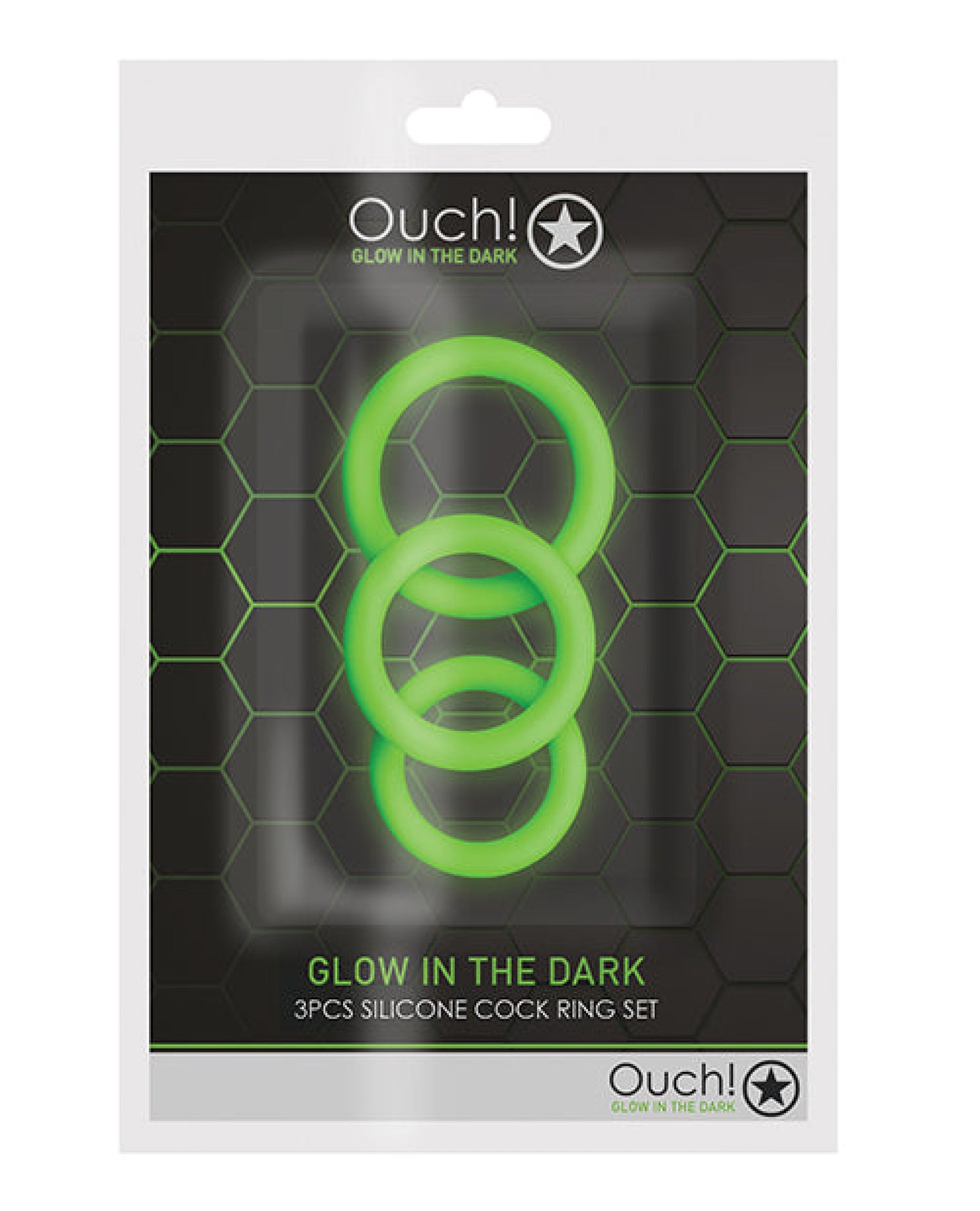 Shots Ouch 3 Pc Cock Ring Set - Glow In The Dark Shots America LLC