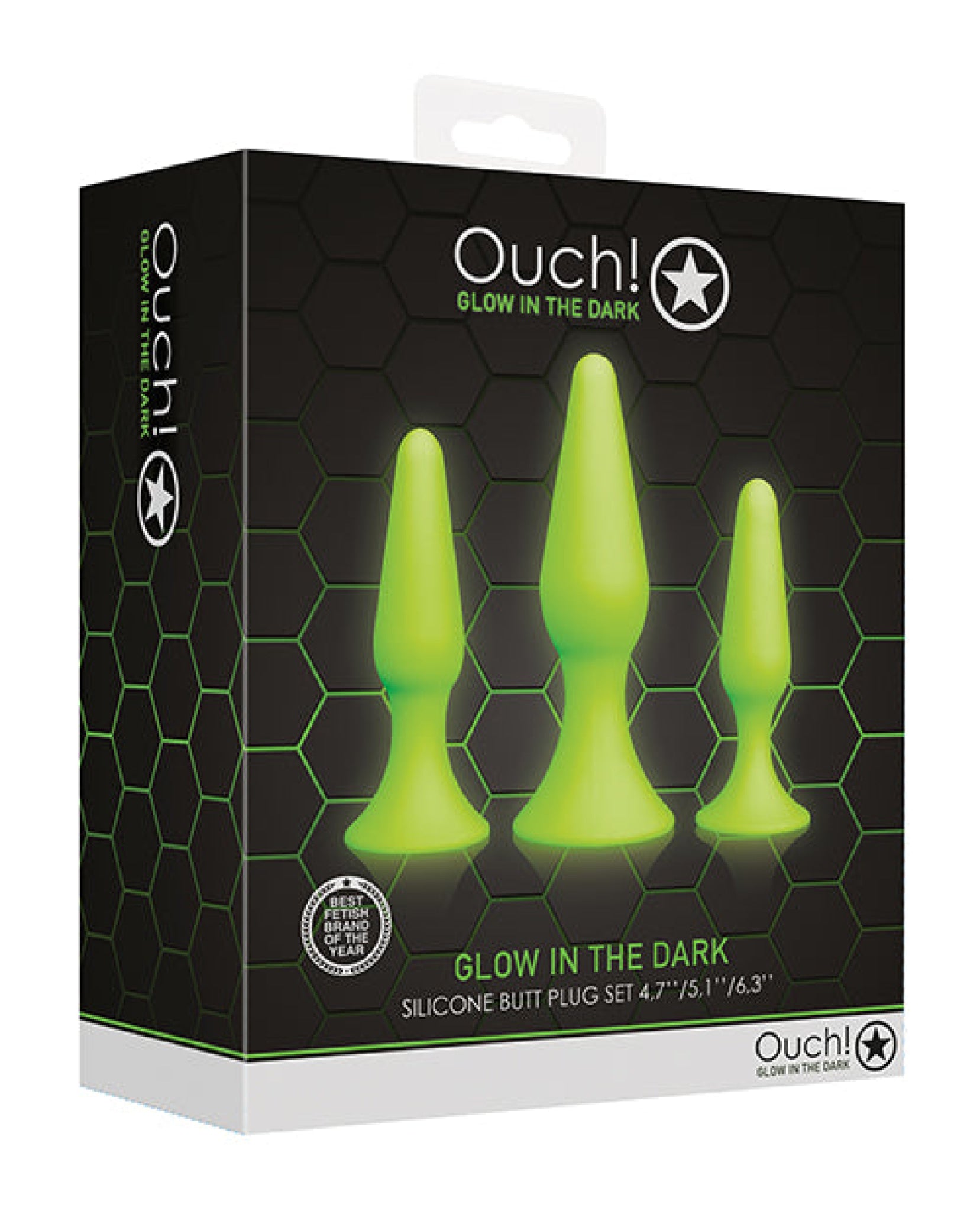 Shots Ouch Butt Plug Set - Glow In The Dark Shots