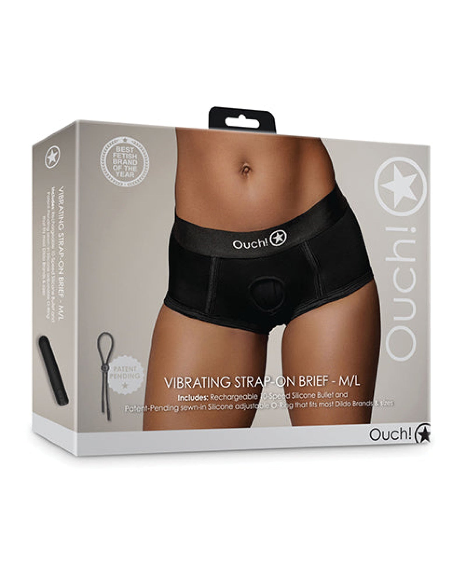 Shots Ouch Vibrating Strap On Brief - Black Shots
