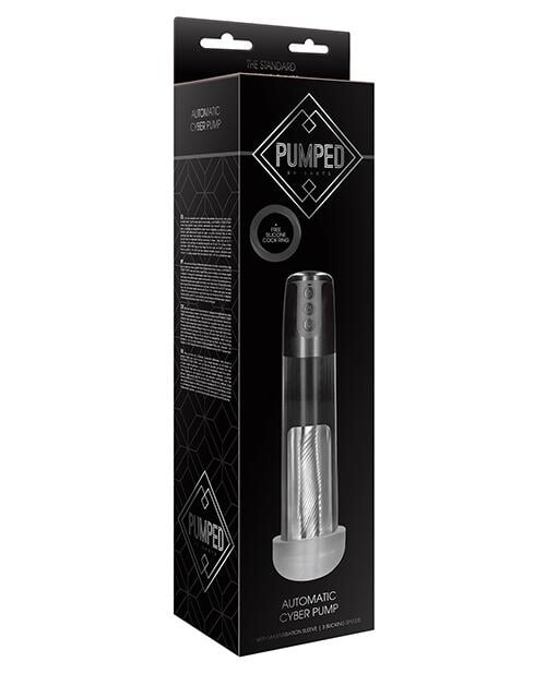 Shots Pumped Automatic Cyber Pump Masturbation Sleeve W-free Silicone Cock Ring - Clear Shots