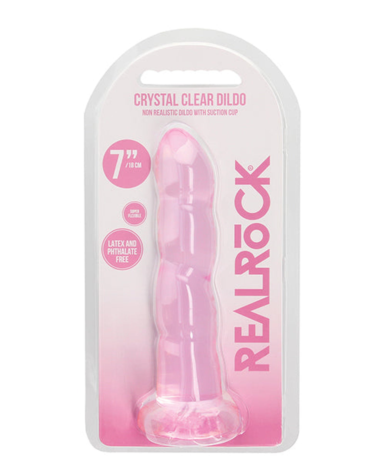 Shots Realrock Crystal Clear Non Realistic 7" Dildo  - Pink Shots