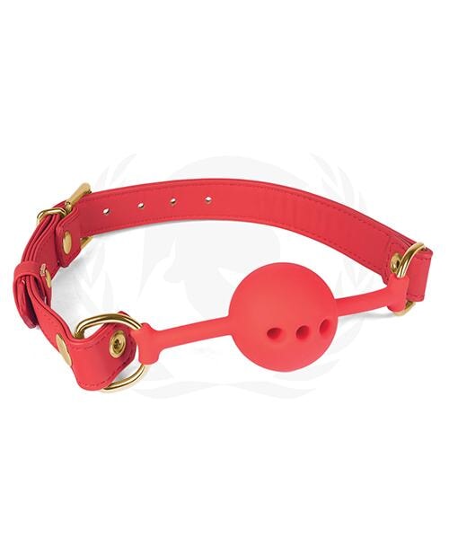 Spartacus Silicone Ball Gag W-red Pu Straps - 46 Mm Spartacus