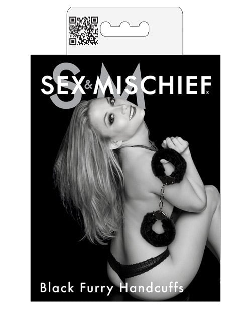 Sex & Mischief Furry Handcuffs - Black Sex & Mischief