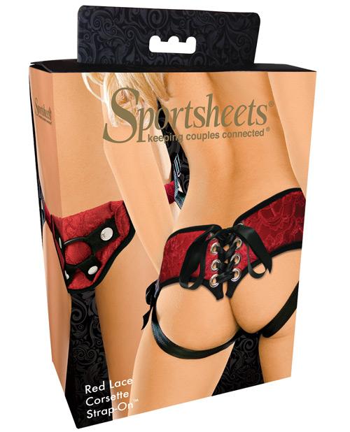 Sportsheets Lace Strap On Corsette - Red Sportsheets