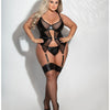 Lame & Net Cami W/attached Garters & G-string Black Seven 'til Midnight Costume