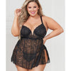 Stretch Lace Babydoll W/underwire Cups & G-string Black Seven 'til Midnight Costume
