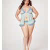 Lace & Mesh Triangle Cup Babydoll & Thong Blue Seven 'til Midnight Costume