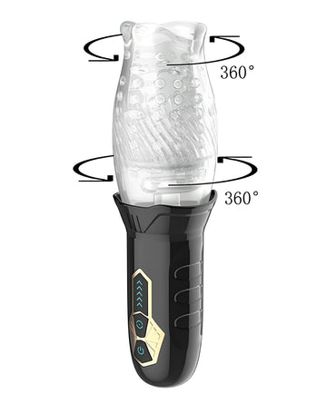 Male Rose Cyclone Spinning Masturbator - Black Secwell