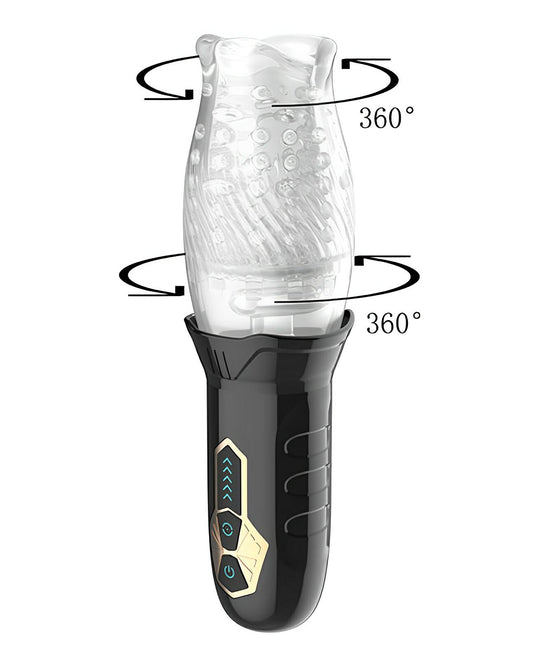 Male Rose Cyclone Spinning Masturbator - Black Secwell