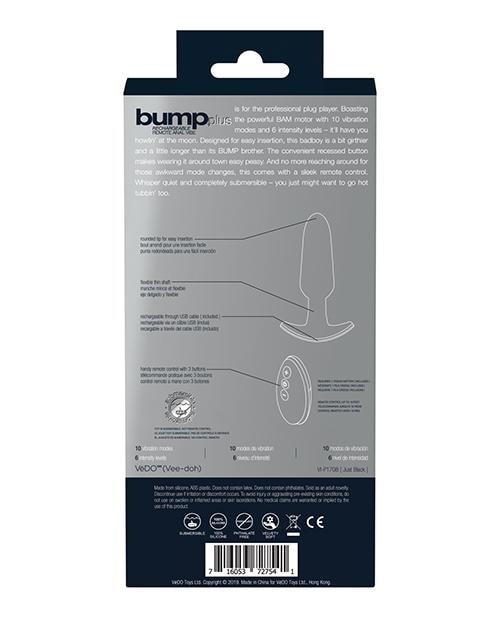 Vedo Bump Plus Rechargeable Remote Control Anal Vibe - Just Black VēDO
