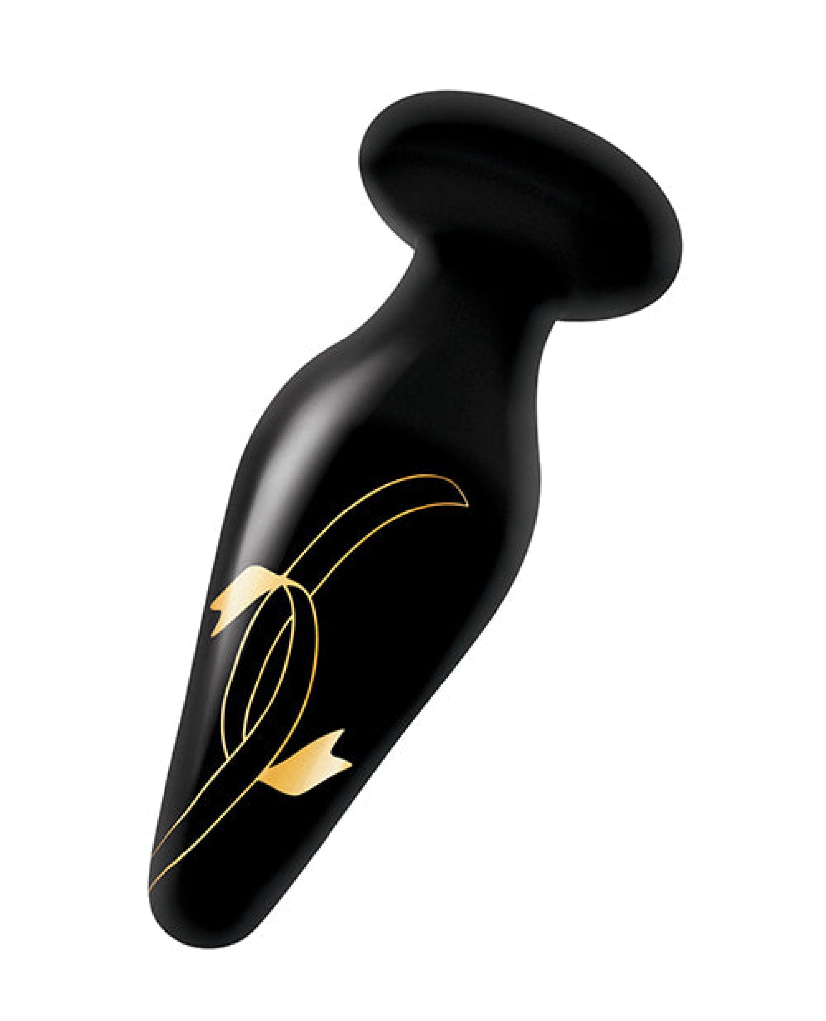 Secret Kisses 4.5" Handblown Wide Glass Plug - Black-gold Xgen