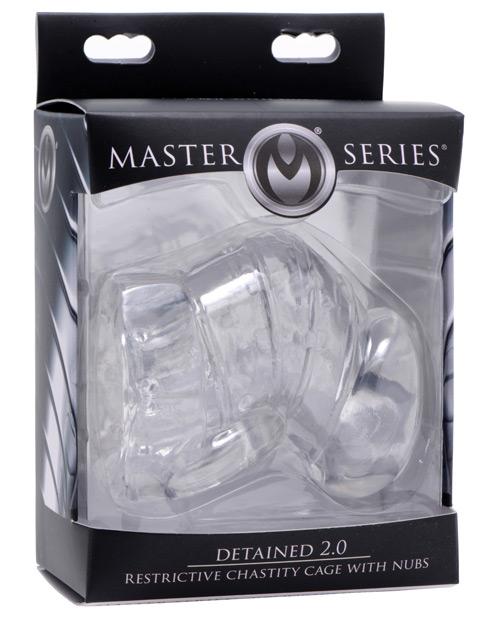 Master Series Detained 2.0 Restrictive Chastity Cage W-nubs - Clear Master Series