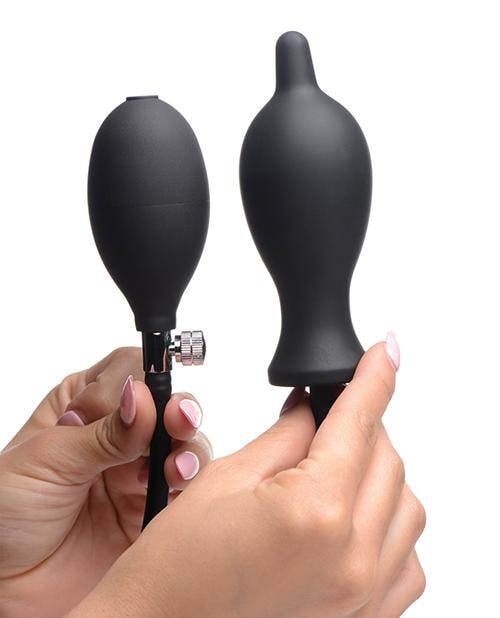 Master Series Dark Inflator Inflatable Silicone Anal Plug - Black Master Series