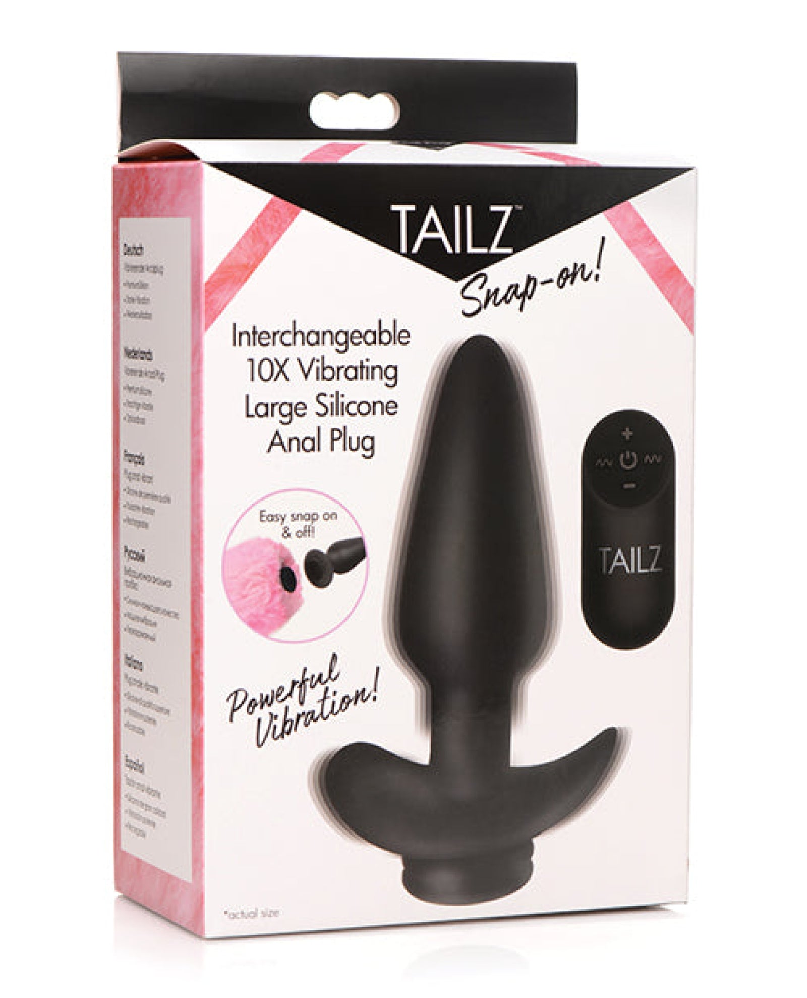 Tailz Snap On Interchangeable 10x Vibrating Silicone Anal Plug W/remote Tailz