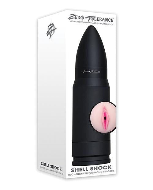 Zero Tolerance Shell Shock Rechargeable Vibrating Stroker - Black-flesh Zero Tolerance