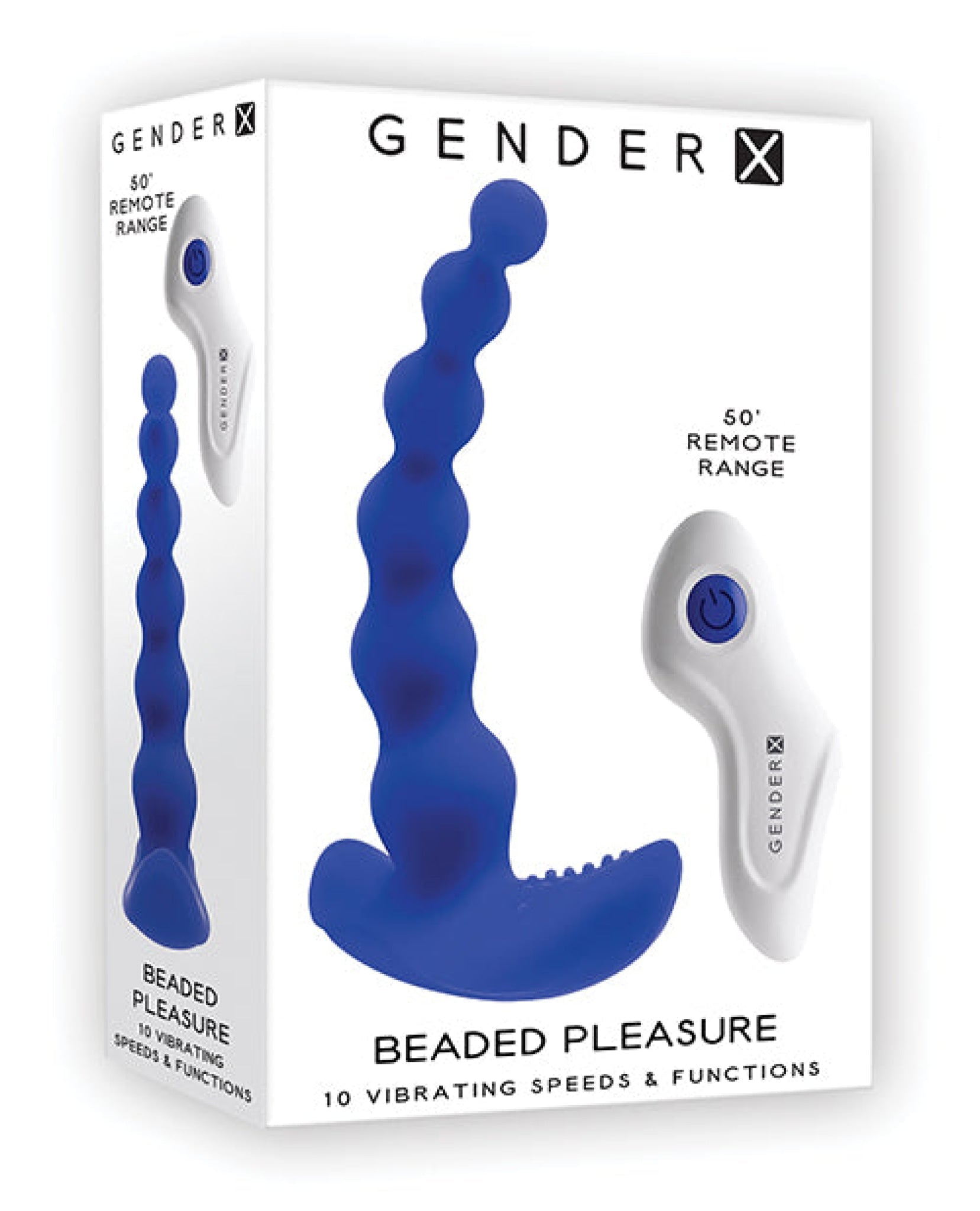 Gender X Beaded Pleasure anal beads in blue silicone