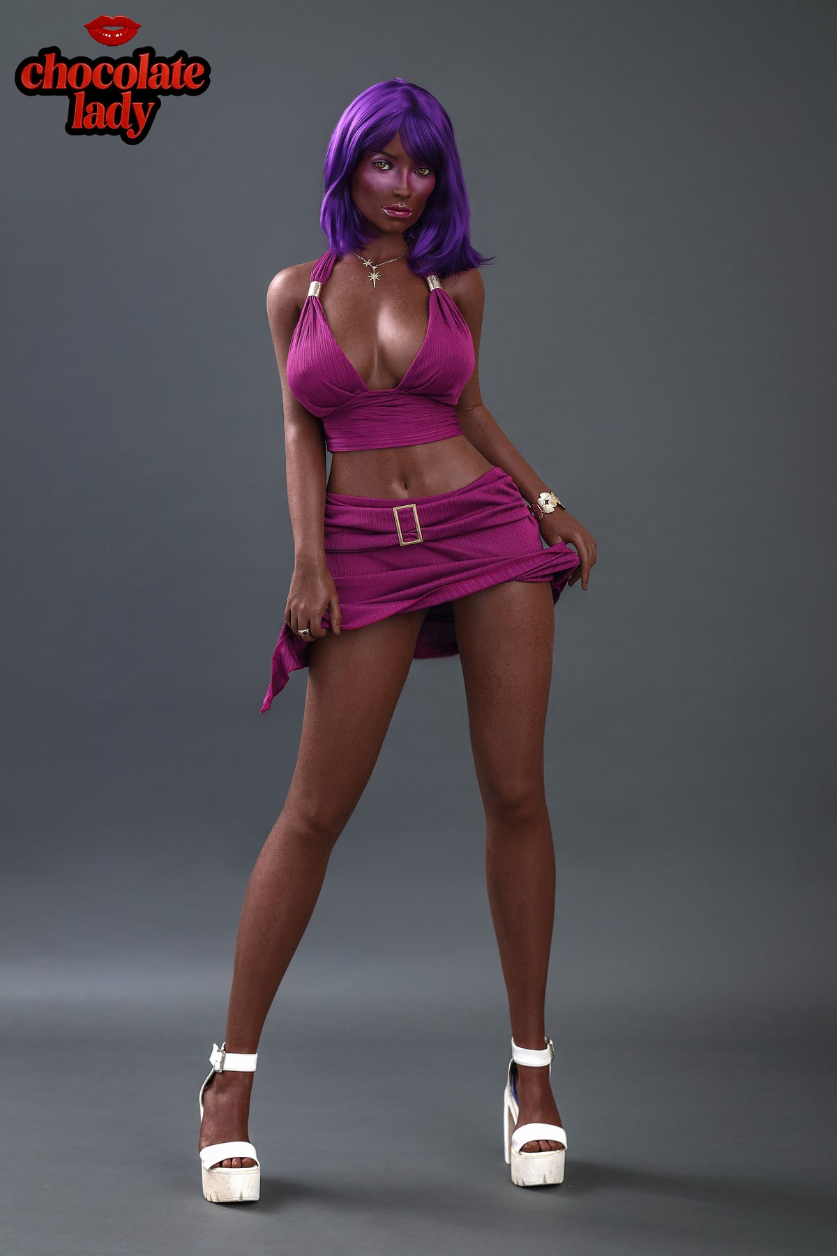 Aim 160cm C-Cup Silicone Sex Doll - Chocolate Lady Doll - photo 6