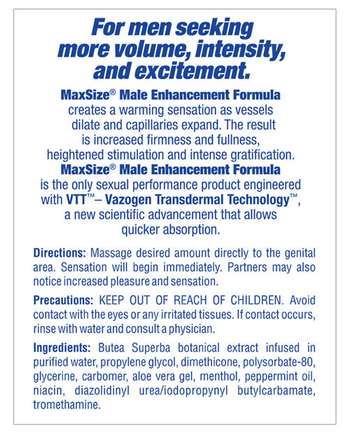 Max Size Male Enhancement Cream - 5 oz Tube M.D. Science Lab