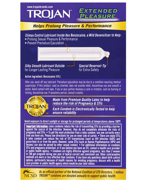 Trojan Extended Pleasure Condoms - JLD Trojan Extended Pleasure Condoms - JLD