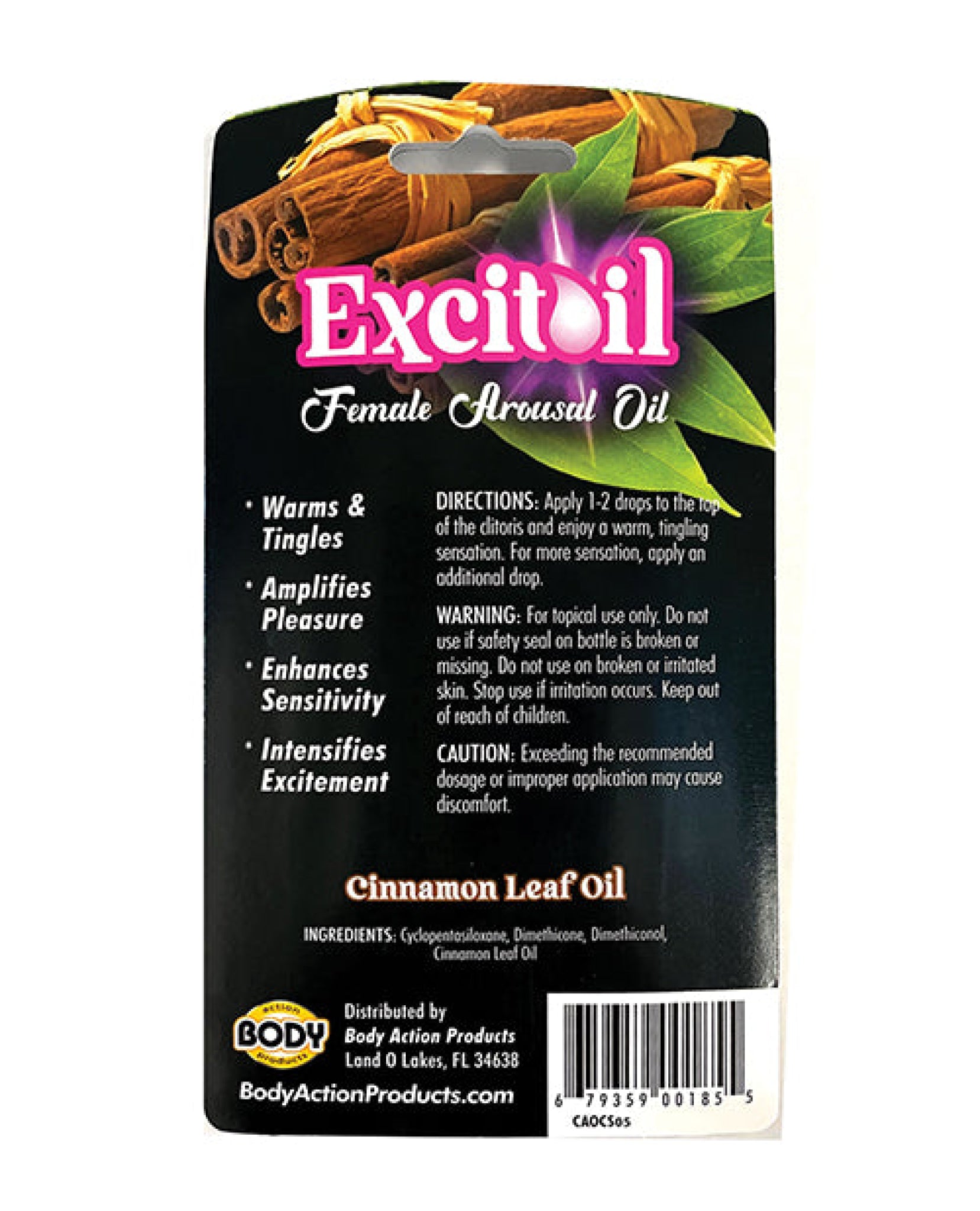 Body Action Excitoil Cinnamon Arousal Oil - .5 Oz Bottle Carded Body Action