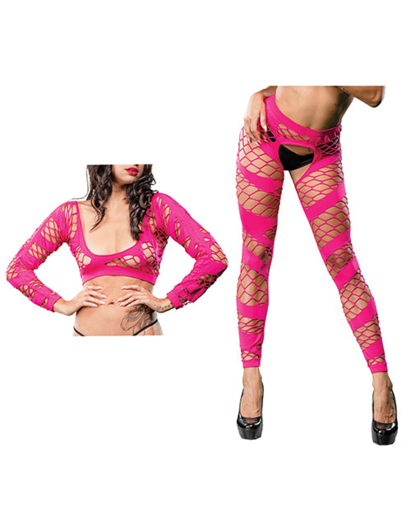 Beverly Hills Naughty Girl Crotchless Mesh & Fishnet Leggings O/s Beverly Hills Naughty Girl