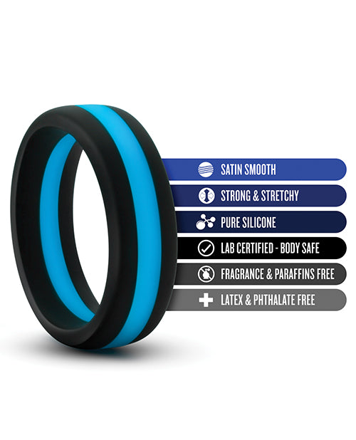 Blush Performance Silicone Go Pro Cock Ring - Black/Blue Blush Novelties