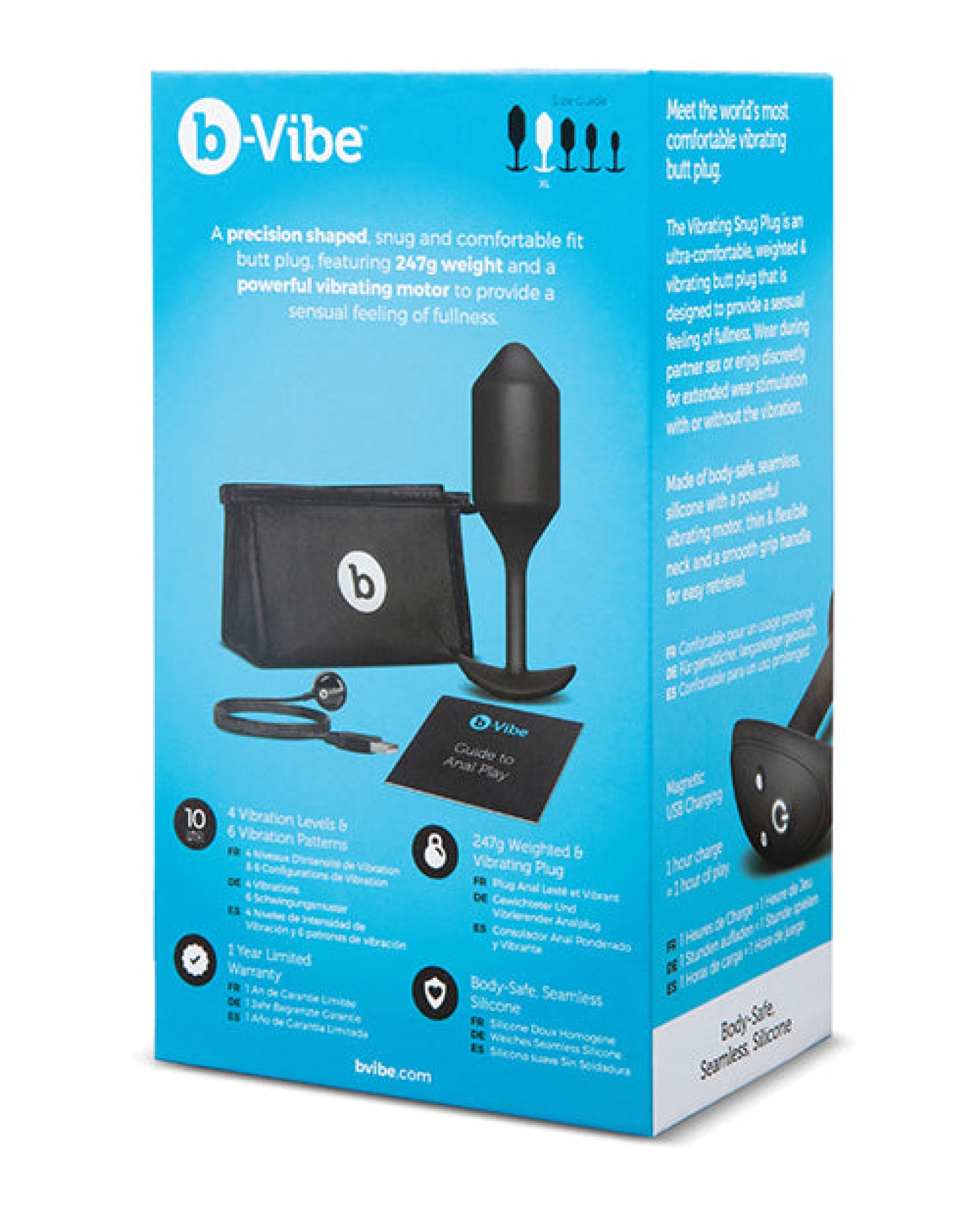 B-vibe Vibrating Weighted Snug Plug Xl - 247 G Black B-vibe
