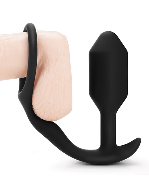 B-Vibe Snug & Tug Weighted Silicone & Penis Ring - 128 g Black Cotr INC