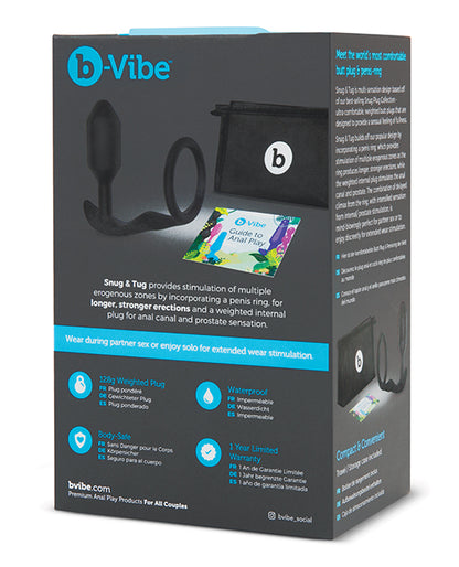 B-Vibe Snug & Tug Weighted Silicone & Penis Ring - 128 g Black Cotr INC