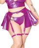 Darque PVC Skirt w/Removable Leg Straps - Purple QN Coquette International