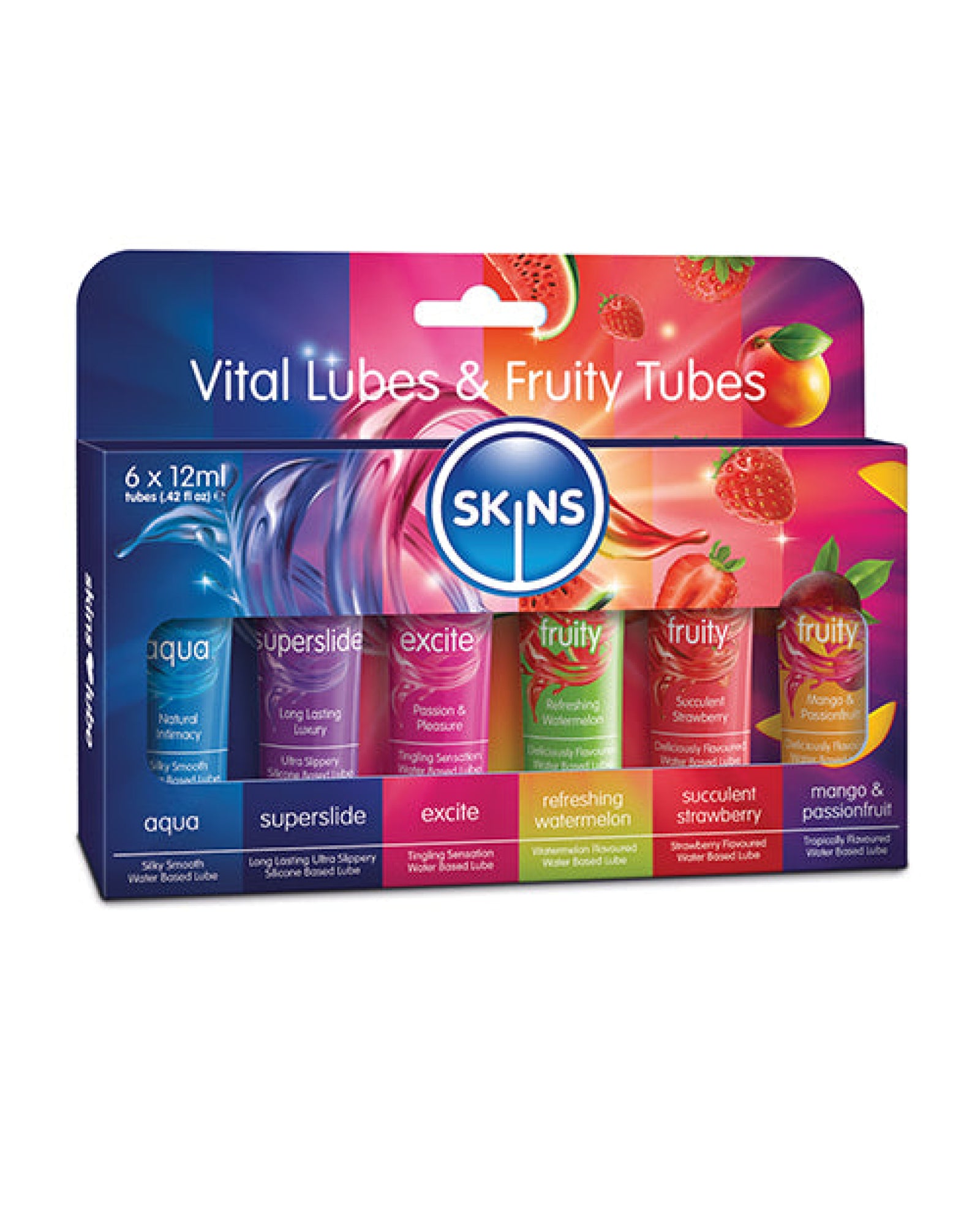 Skins Vital Lubes & Fruity Tubes - 12 ml Tubes Pack of 6 Creative Conceptions