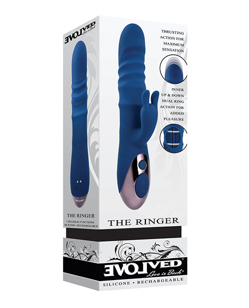 Evolved The Ringer Rechargeable Thrusting Rabbit - Blue Evolved Novelties INC vibrators