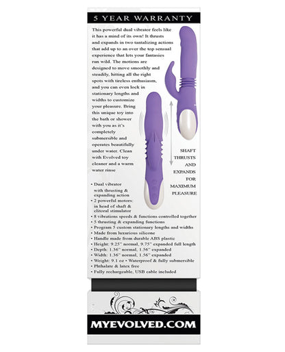 Evolved Thick & Thrust Bunny Dual Stim Rechargeable - Purple Evolved Novelties INC