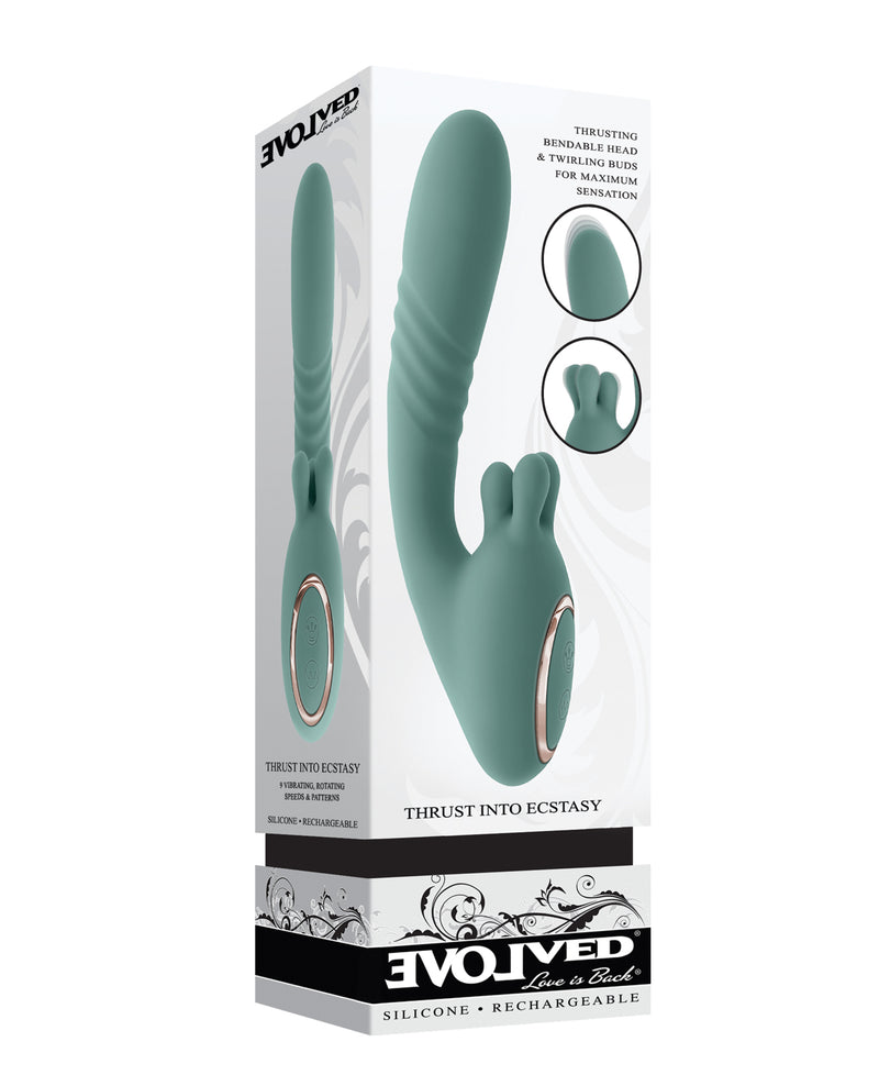 Evolved Thrust into Ecstasy Thrusting Rabbit Vibrator - Mint Evolved Novelties INC vibrators