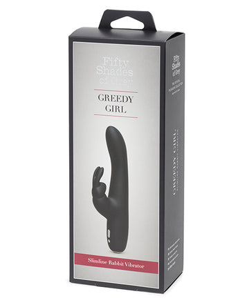 Fifty Shades of Grey Greedy Girl Rechargeable Slimline Rabbit Vibrator - Black Lovehoney C/o Wow Tech