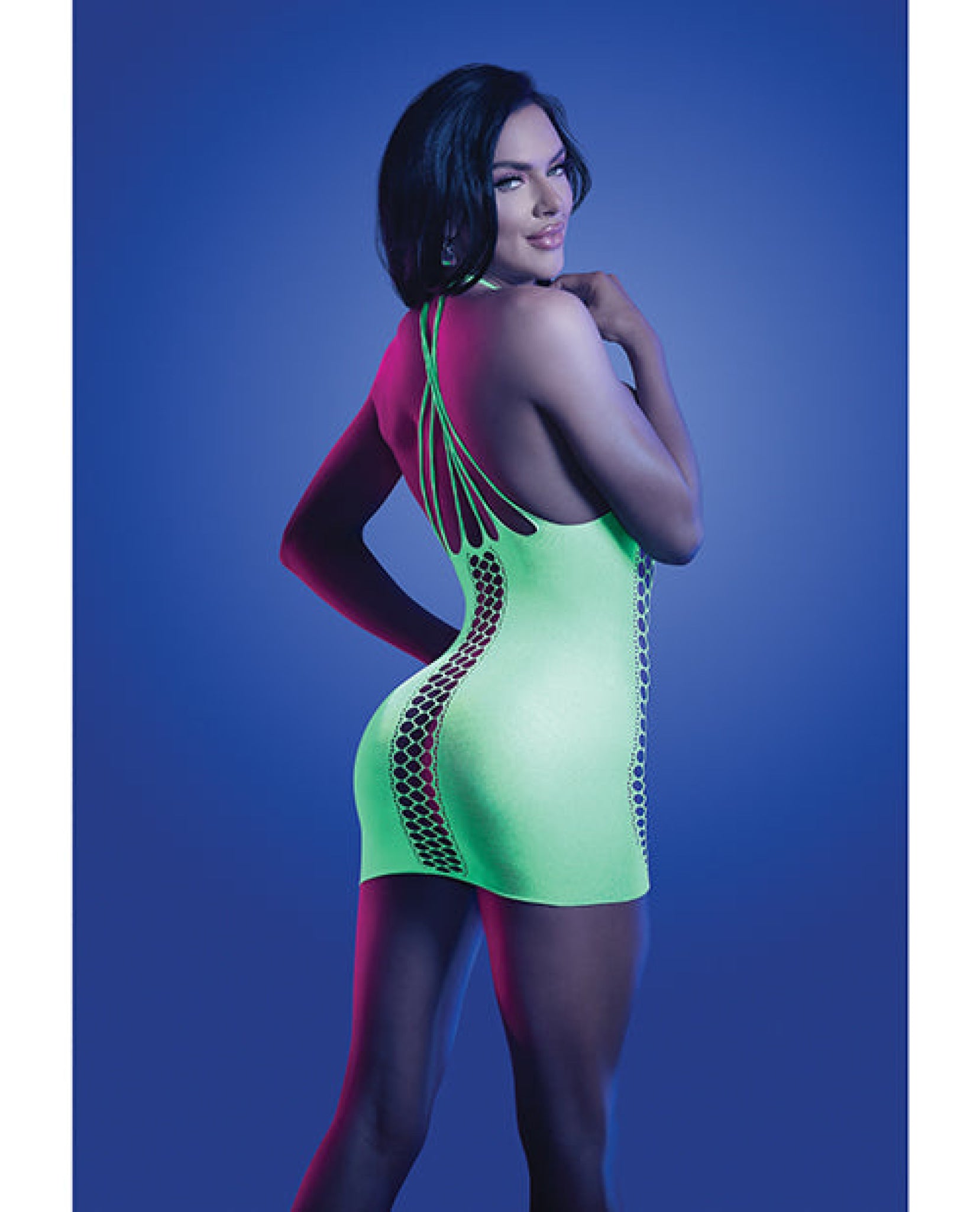Glow Synthesize UV Reactive Seamless Halter Dress - Neon Green O/S Fantasy Lingerie