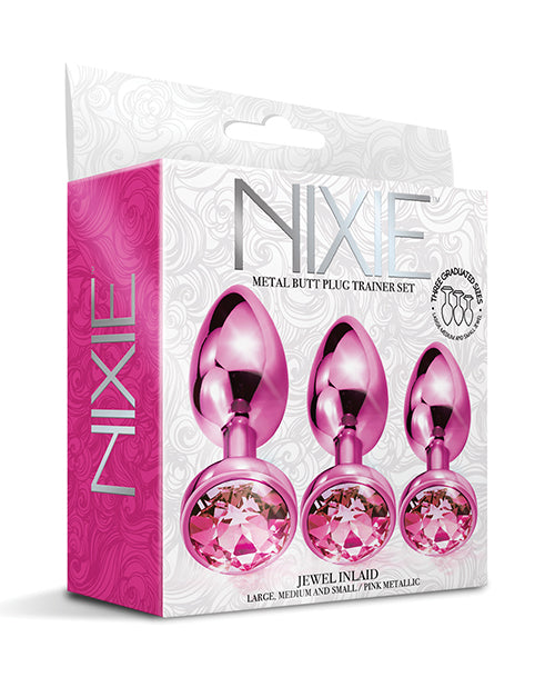 Nixie Metal Butt Plug Trainer Set W/inlaid Jewel Global Novelties LLC