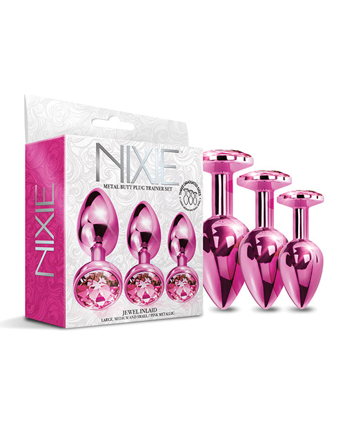 Nixie Metal Butt Plug Trainer Set W/inlaid Jewel Global Novelties LLC