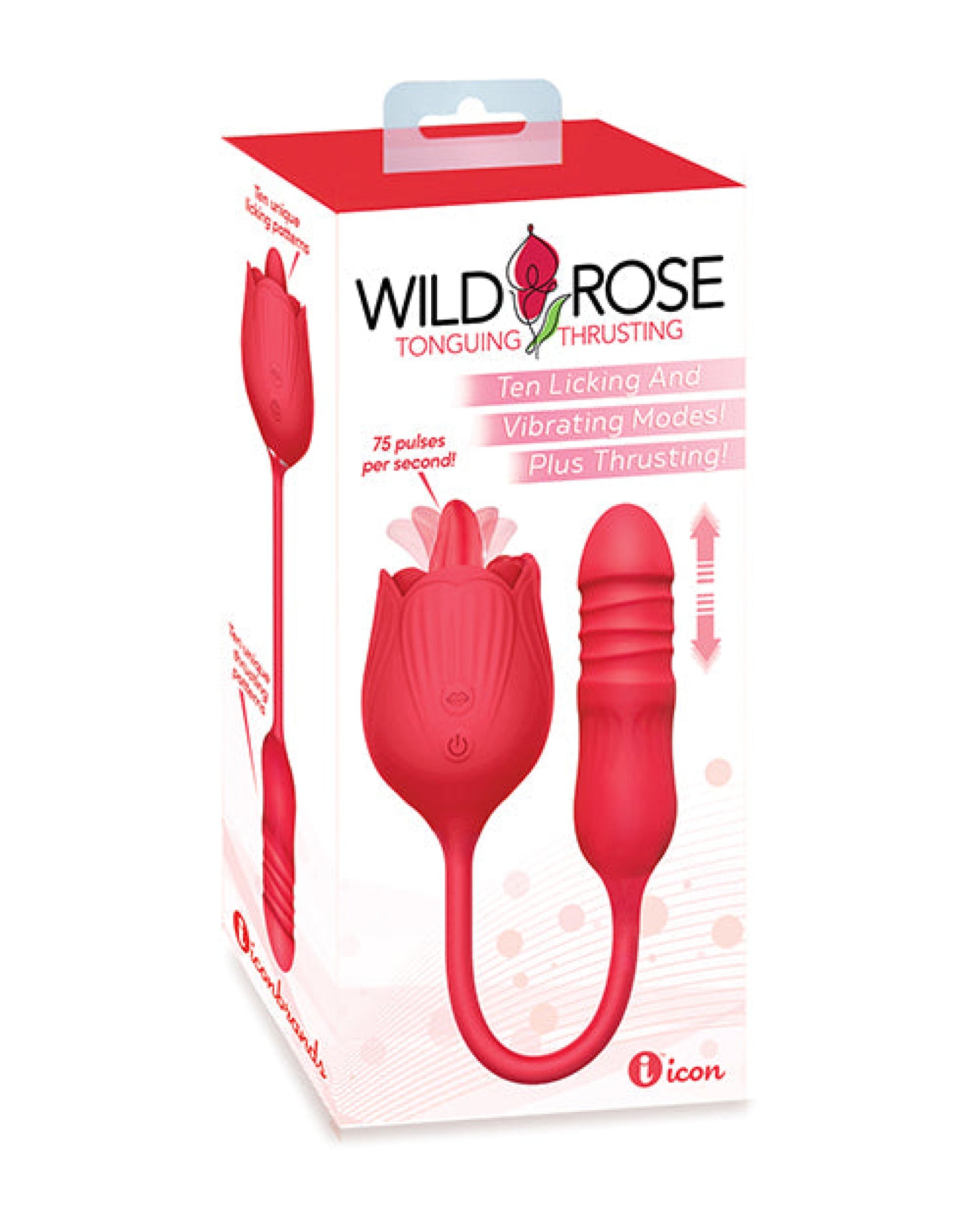 Wild Rose Licking & Thrusting Vibrator - Red Icon